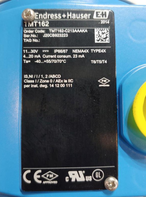 Endress Hauser SMART Temperature Field Transmitter Model TMT162C213AAAKA