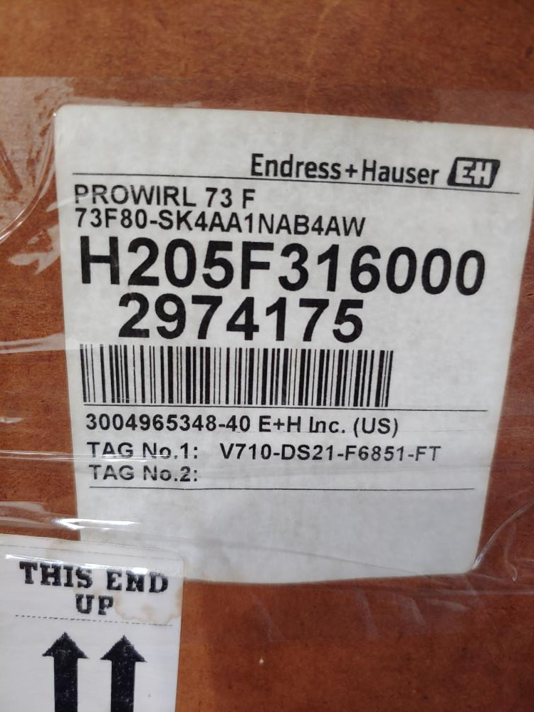 Endress Hauser Prowirl F 3" 300# Stainless Flow Meter 73F80-SK4AA1NAB4AW