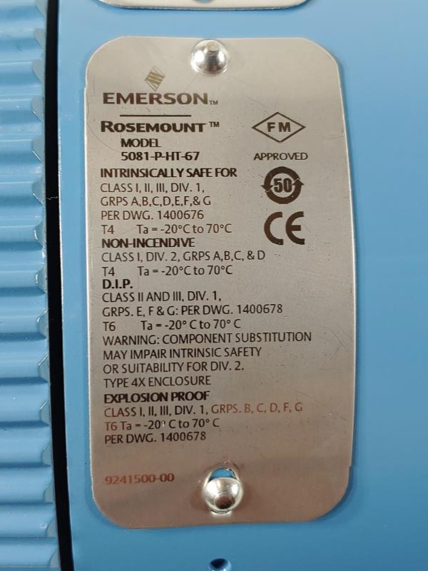 Rosemount 5081-P-HT-67 Smart 2-Wire Microprocessor Transmitter