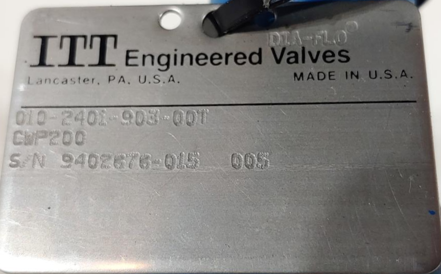 ITT Dia-Flo 1" Threaded Cast Iron Diaphragm Valve, 200 CWP, 010-2401-903-00T
