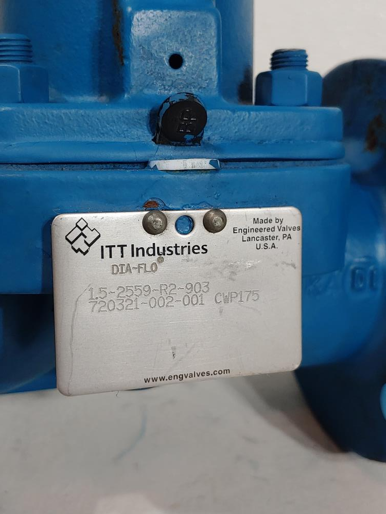 ITT Dia-Flo 1.5" Lined Cast Iron Diaphragm Valve, 175 CWP, 1.5-2559-R2-903