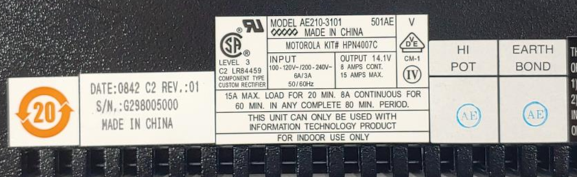 Motorola Regulated Power Supply Kit Model HPN4007C