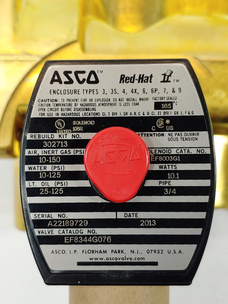 ASCO Red-Hat 3/4" 4-Way Single Solenoid Valve #EF8344G076