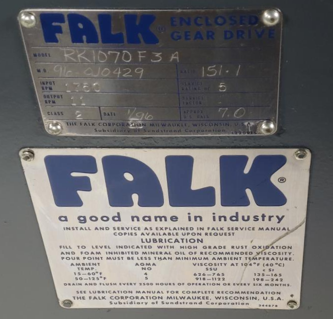 Falk Enclosed Gear Drive, 151:1 Ratio, #RK1070F3A