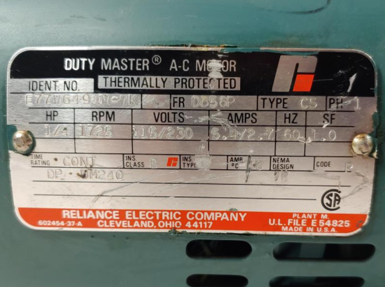 Reliance Electric Master XL 240:1 Ratio 1/4 HP Right Angle Gearmotor 