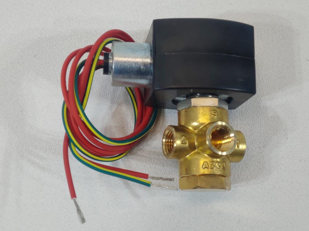 ASCO Red-Hat 1/4" FNPT Brass 3-Way Solenoid Valve Cat# EF8320G184