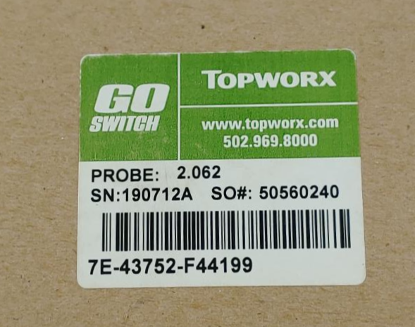 Topworx Go-Switch Stroke-To-Go 2.062" Proximity Switch Model 7E-43752-F44199