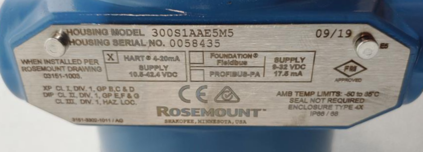 Rosemount 3051 1-1/2" 300# 316SS Diagrams Model 3051S2CD2A2B12A1AB4E5M5Q4Q8