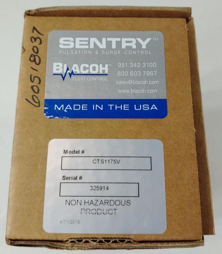 Sentry Blacoh 3/8" Stainless Steel Pulsation Dampener CTS1175V 