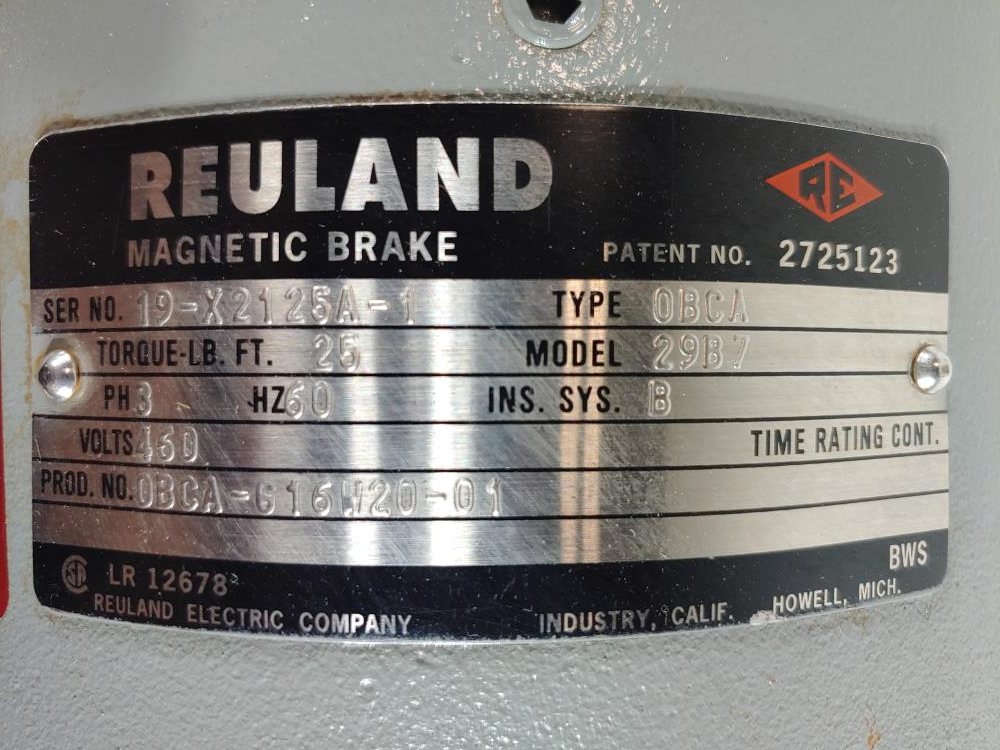 Reuland 5 / 2.5 HP Electric Motor with Magnetic Brake Product# 0050C-1BEB-0110