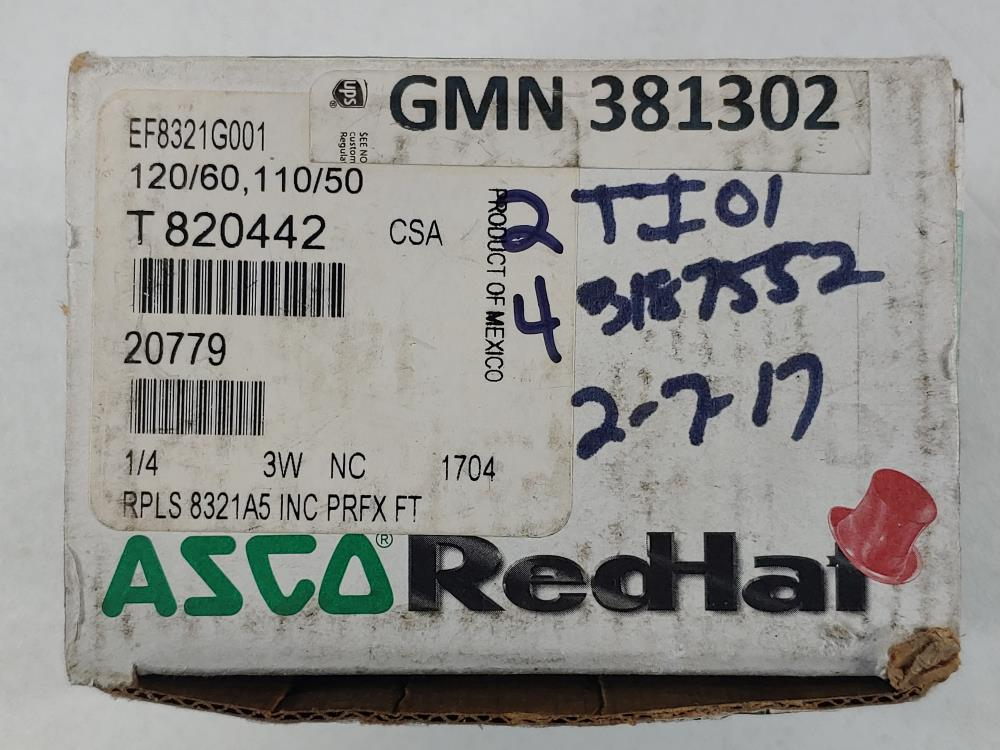 ASCO Red Hat 3-Way Solenoid Piston Valve #EF8321G001