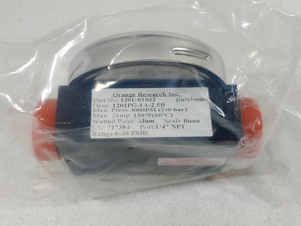 Orange Research 1/4" FNPT Differential Pressure 0-30 PSID Gauge 1201PG-1A-2.5B