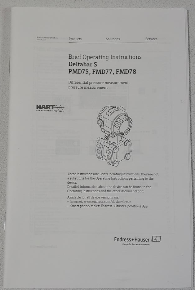 Endress Hauser PMD75-809Q8/101 Deltabar S Differential Pressure Transmitter 