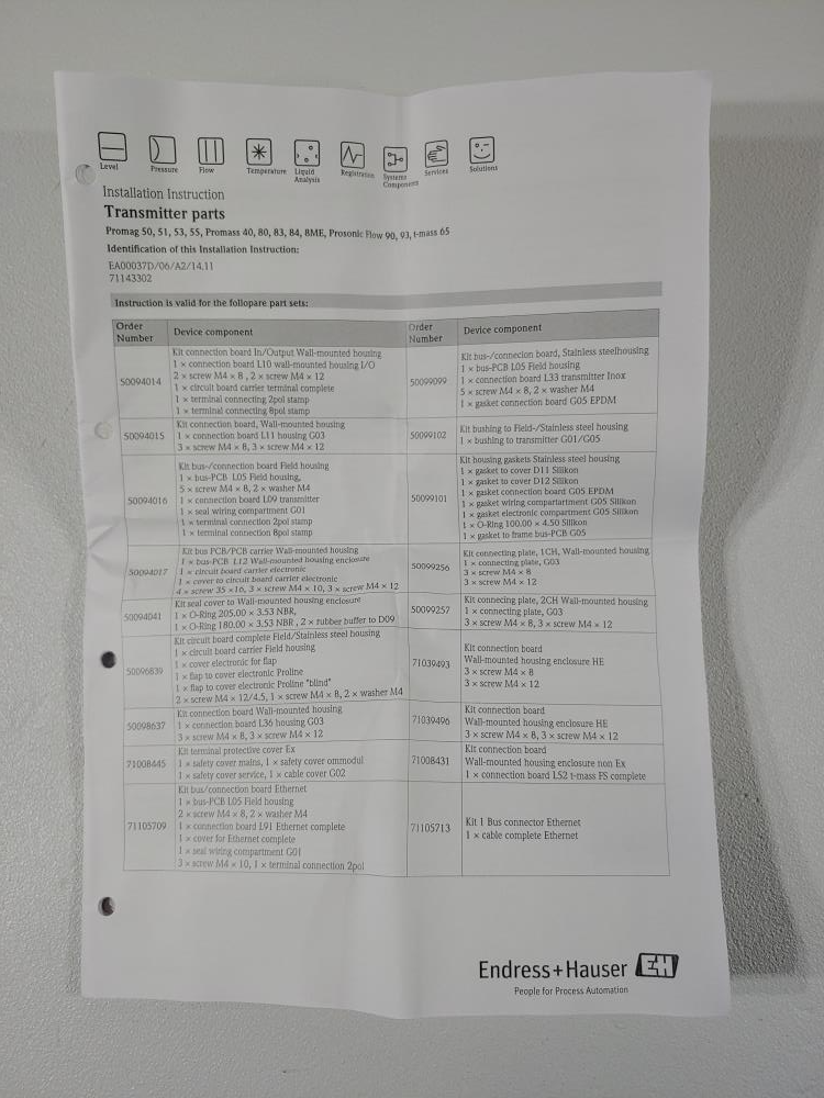 Endress Hauser Kit Bus/Connec.b.5X/40/8X/65 Field Hous. 50094016