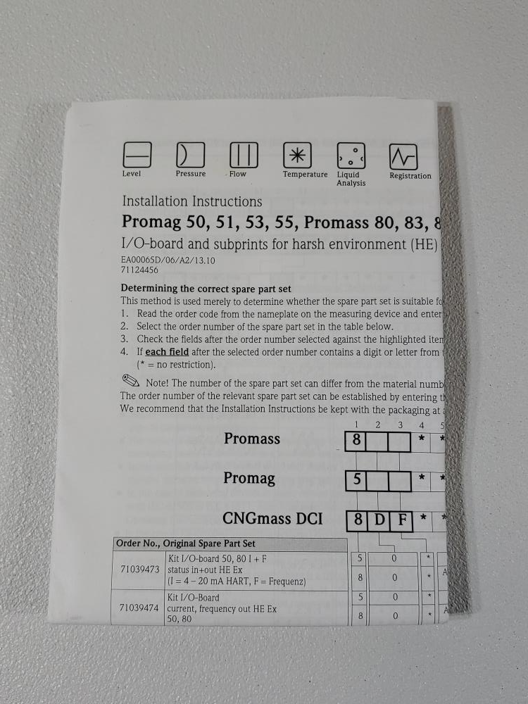 Endress Hauser Proline  Kit I/O 50/80 Current/Frequency Out HE EX 71039474
