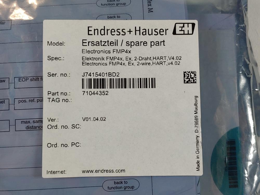 Endress Hauser Electronics FMP4x Ex 2-wire HART v4.02 71044352