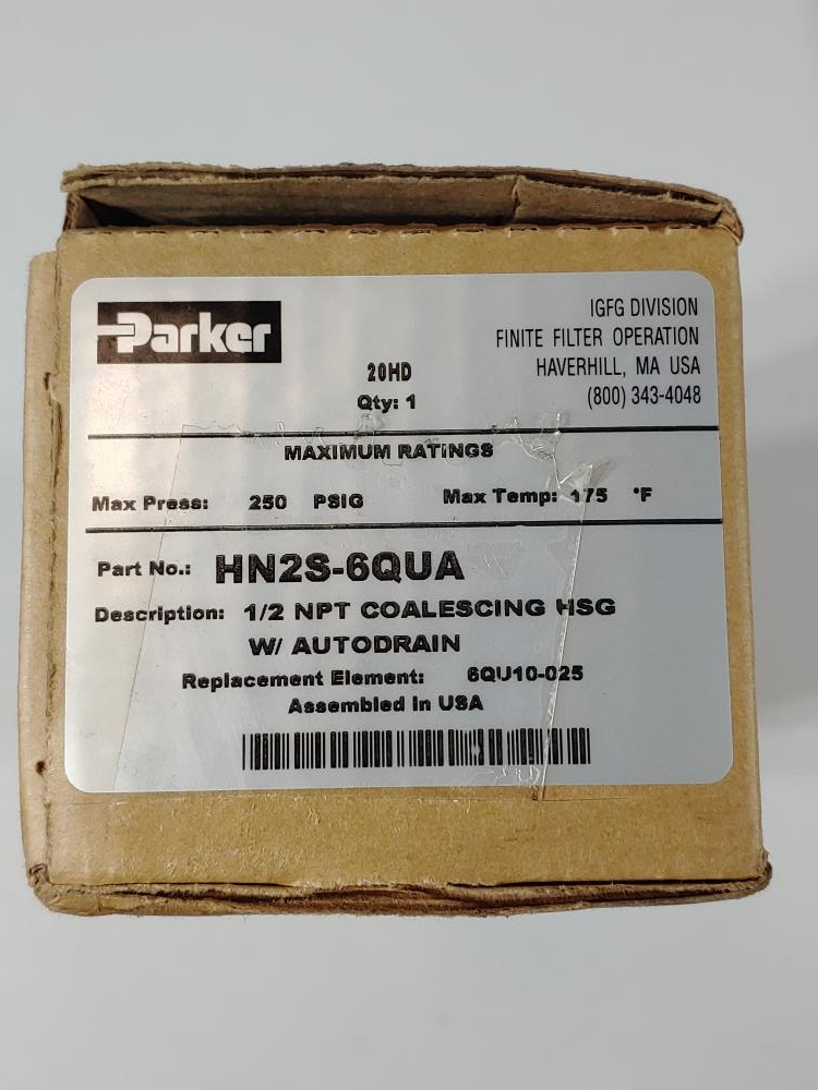 Parker Finite 1/2" NPT Coalescing HSG Filter w/Autodrain Part# HN2S-6QUA
