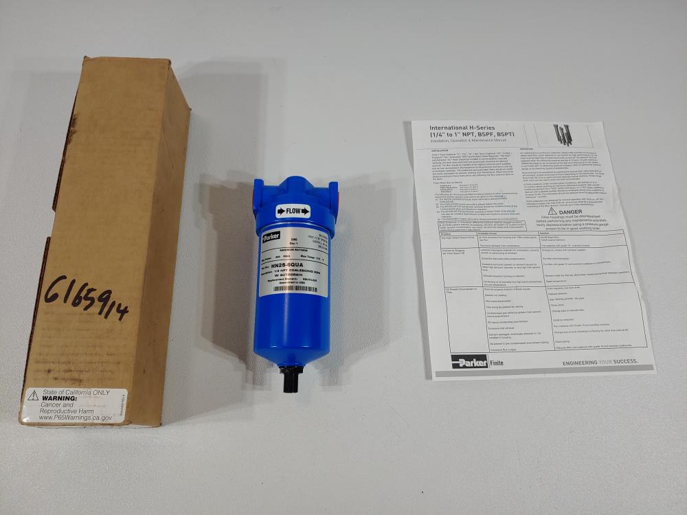 Parker Finite 1/2" NPT Coalescing HSG Filter w/Autodrain Part# HN2S-6QUA