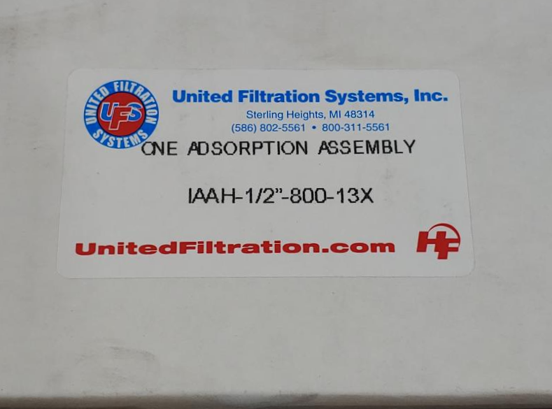 United Filtration Systems Adsorption Assembly IAAH-1/2"-800-13X 