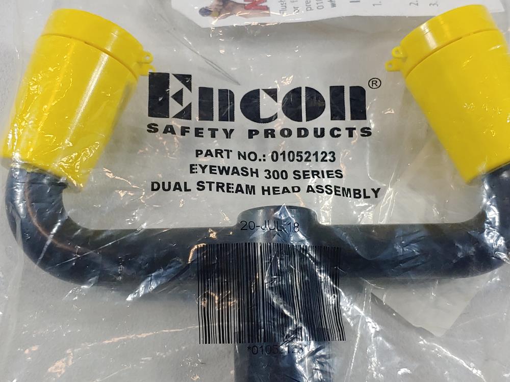 Lot of (2) Encon Eyewash Assembly, ABS Heads & Wye w/Flip Lids, 01052123