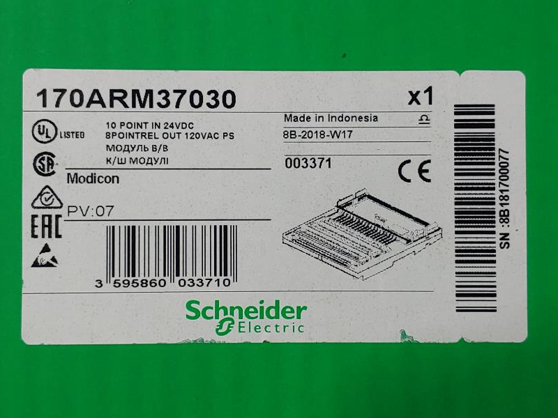 Schneider Modicon Discrete I/O Module Momentum - 10I / 8O Relay 170ARM37030