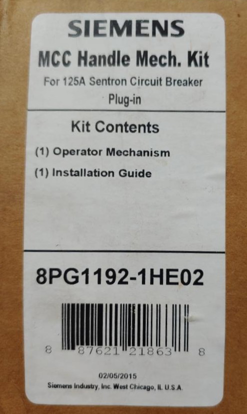 Siemens Handle Kit, Plug-In Handle Assembly, 8PG1192-1HE02