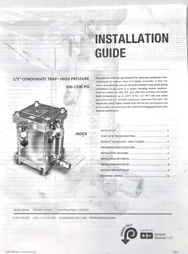 Drain-All Condensate Drain Rust Handler, Model RH