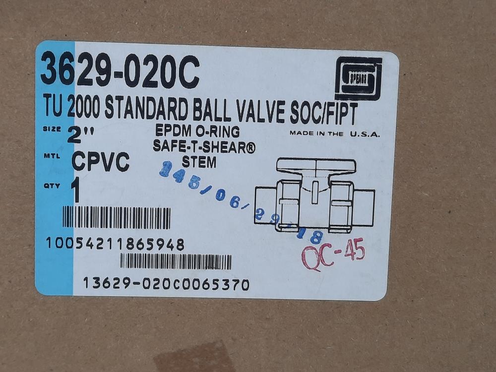 Spears Standard 2" CPVC True Union Ball Valve SOC/FIPT w/ Flanges