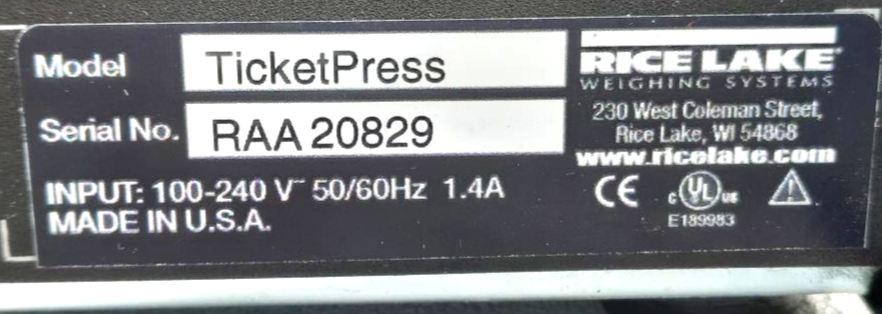 Rice Lake Weighing Systems Ticketpress Printer