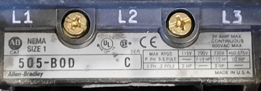 Allen Bradley 505-BOD Reversing Contactor