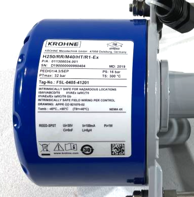 Krohne 1/2" Stainless Steel Variable Area Flow Meter H250/RR/M40/HT/R1-Ex