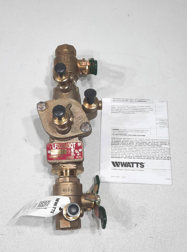 WATTS Reduced Pressure Zone Backflow Preventer 3/4 LF009M3-QT