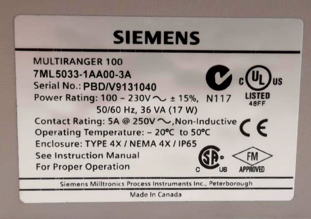 Siemens MultiRanger 100  Ultrasonic Controller 7ML5033-1AA00-3A 