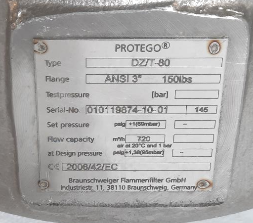 Protego Pressure or Vacuum Relief Valve 3" 150# Flanged
