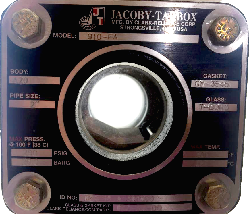 Jacoby Tarbox 2" Flanged Bulls-Eye Sight Flow Indicator #910-F Alloy 20