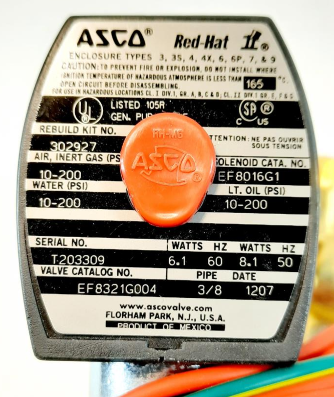 Asco Red-Hat 3-Way Solenoid Valve EF8321G004 / EF8016G1