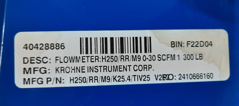 KROHNE 1" 150# H250-RR Variable Area Flow Meter: H250