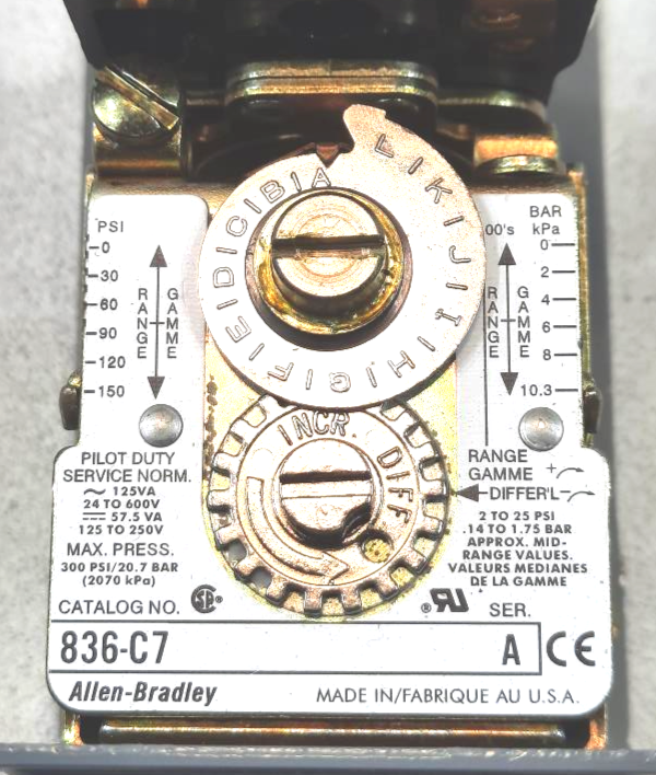 Allen Bradley 836-C7 Pressure Switch Ser A