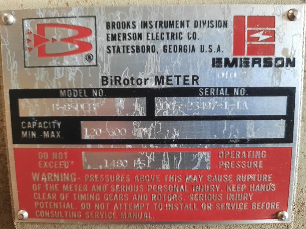 4" 600# Brooks B-85DEB BiRotor Meter w/ 7887 Meter Register