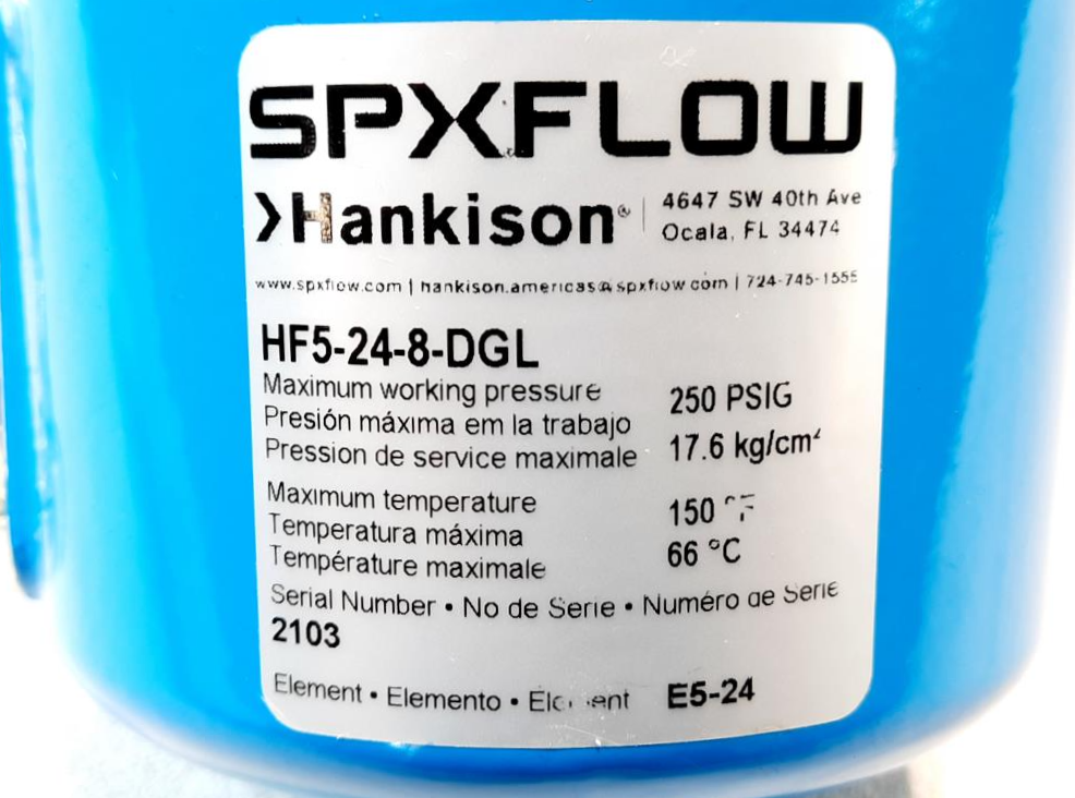SPX FLOW Hankison Coalescing Oil Removal Filter HF5-24-8-DGL