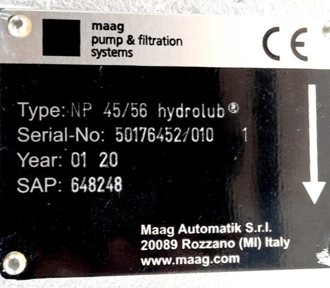 Maag Hydrolub Gear Pump - Type: NP 45/56