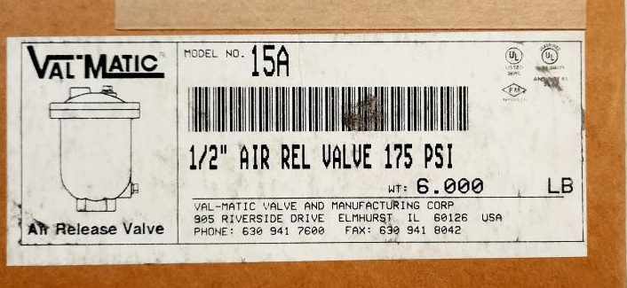 VAL-MATIC 15A Air Release Valve FNPT 1/2 x 1/2 Cast iron