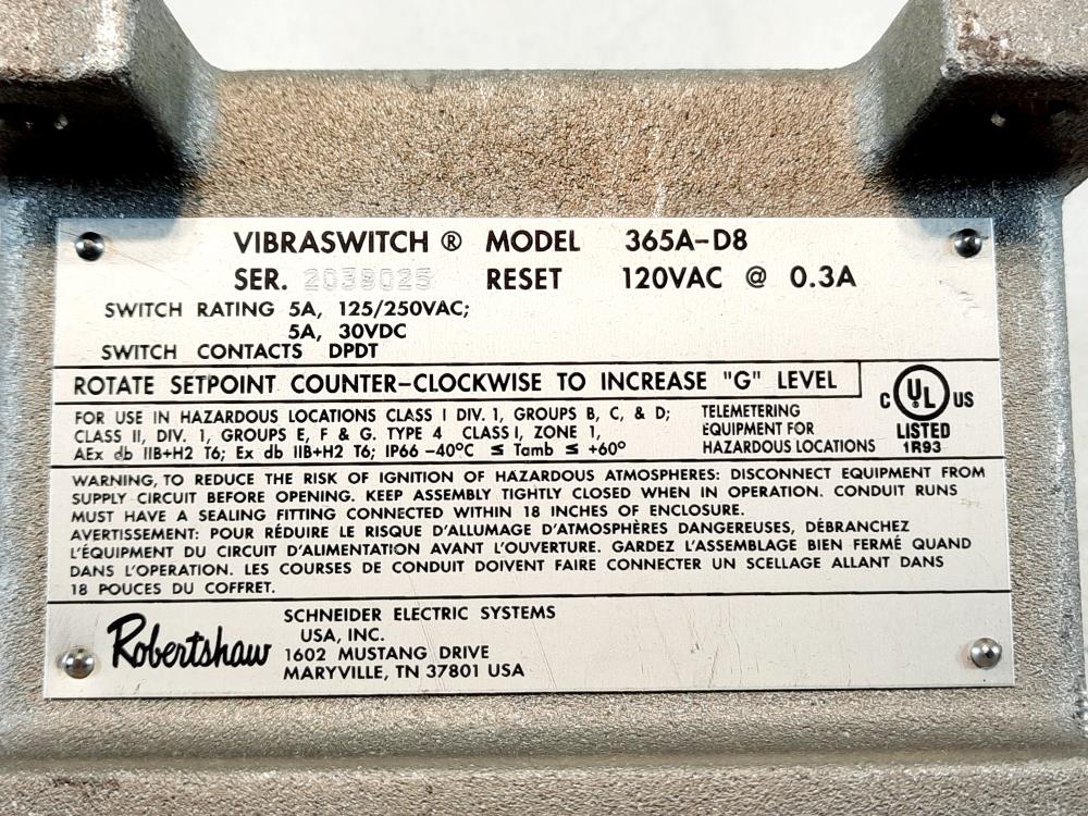 Robertshaw Vibraswitch  Model: 365A-D8