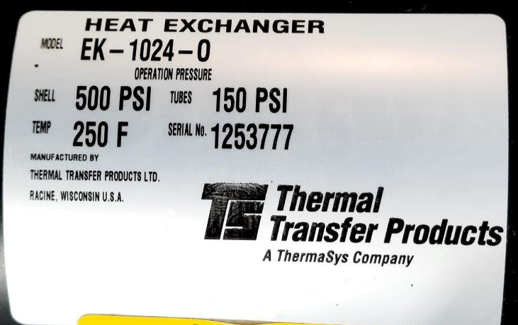 Thermal Transfer Products Heat Exchanger EK-1024-0