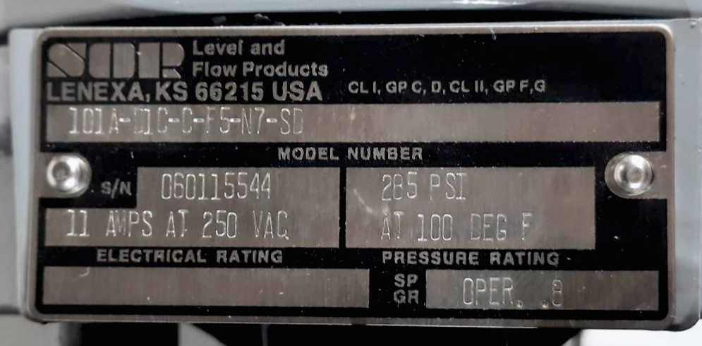 SOR Flanged Level Switch 101A-D1C-C-F5-N7-SD