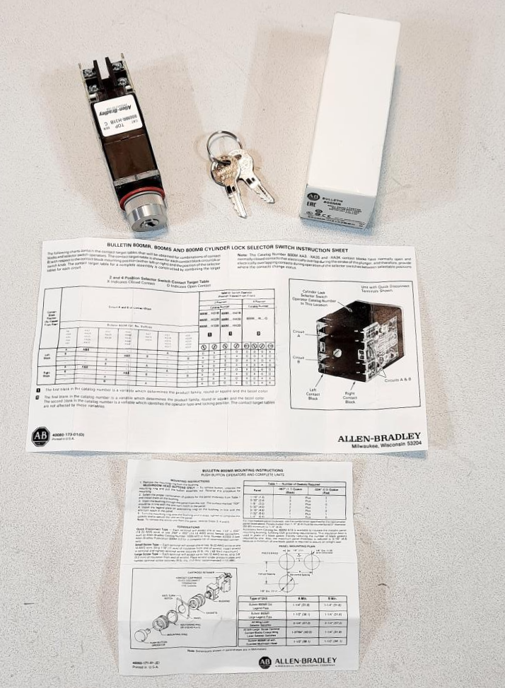 Allen Bradley 2 Position Selector Switch 800MR-H31B C