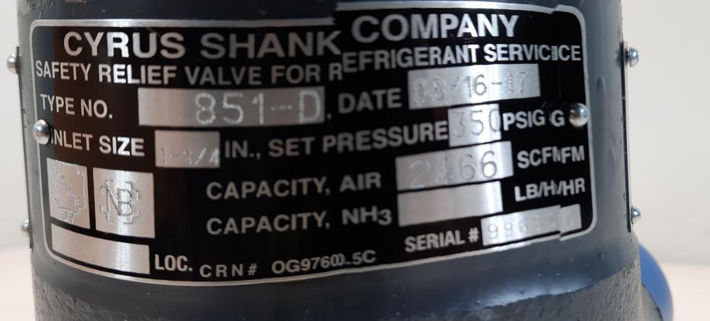 Cyrus Shank  851-D safety relief valve