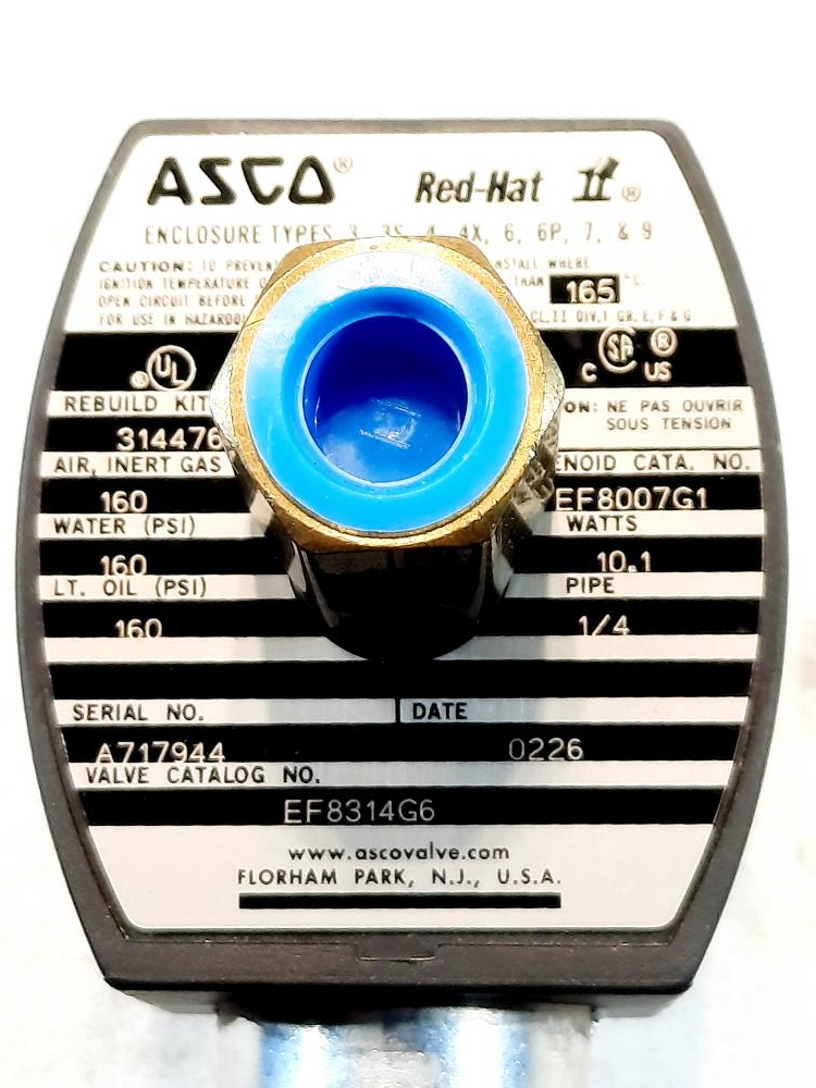 Asco EF8314G6 Red-hat 1/4in Npt Solenoid Valve