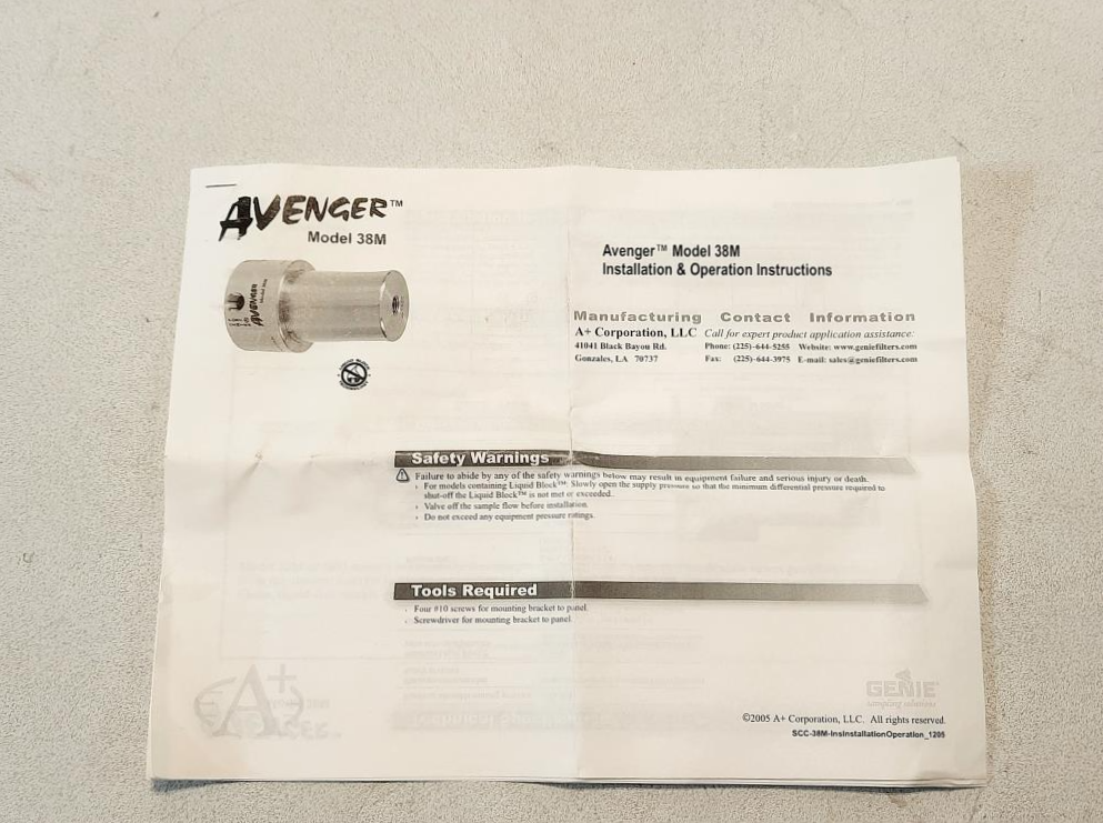 Avenger 38 Particulate Coalescing Filter 38M-3/2007CFS7SS