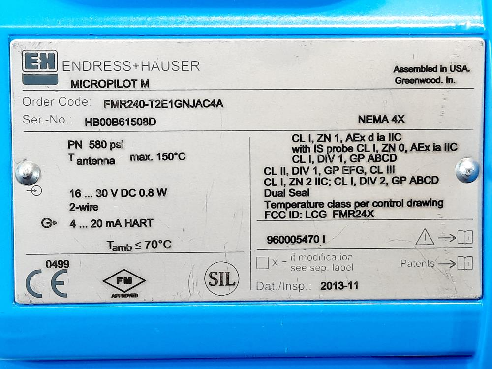 Endress Hauser Micropilot M Level Transmitter  FMR240-T2E1GNJAC4A